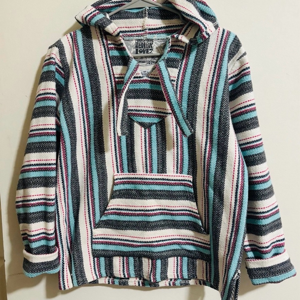 Senor Lopez Multicolor Striped Poncho Hoodie